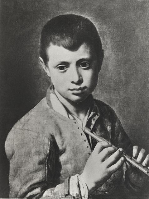 Anonimo — Carracci Annibale - ambito - sec. XVII - Fanciullo con flauto — insieme